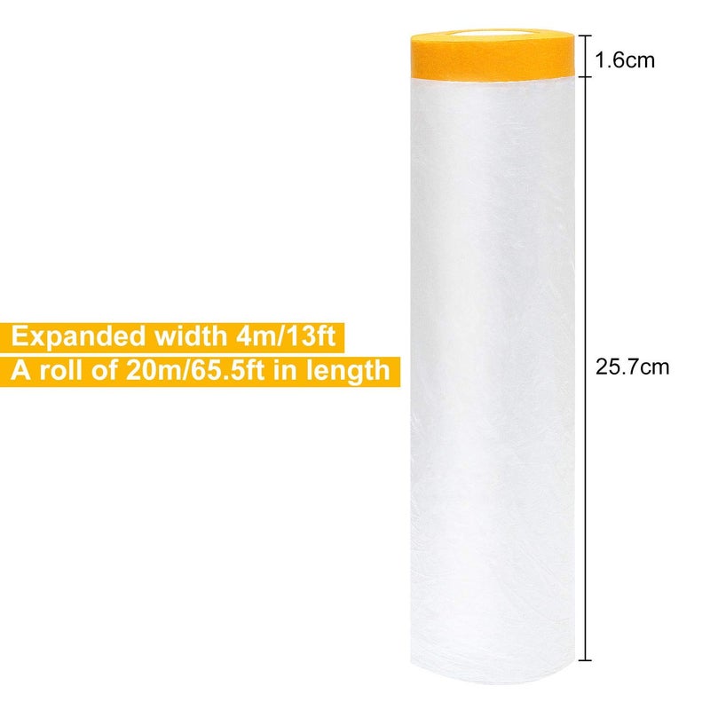LISHINE 13Ft x 65 Ft Plastic Painting Drop Film  2 Pcs Tape and Drape Dust Plastic Drop Cloth  Pre-Taped Masking Film for Automotive Painting Covering - Image 2